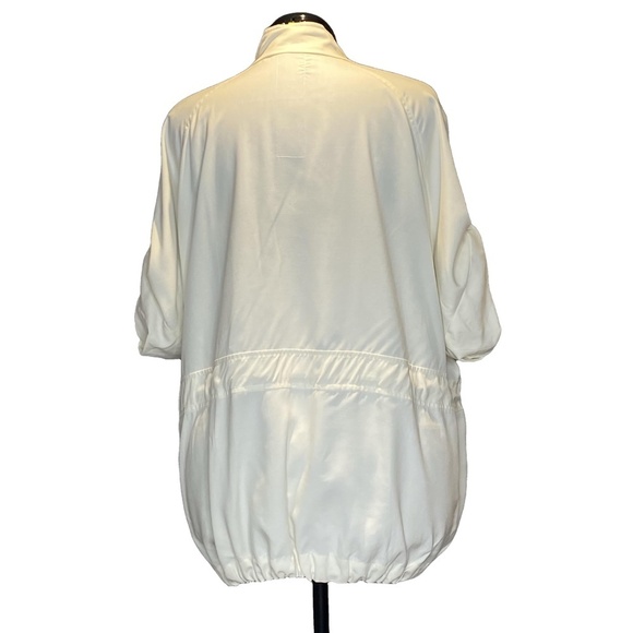 CATHERINE MELANDRINO White 100% Silk Utility Jacket Quiet Luxury Plus Size 14 - Picture 9 of 16